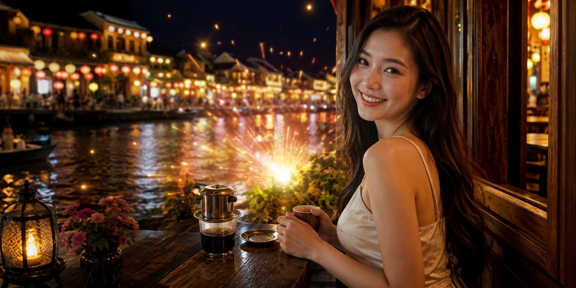 Người dùng xem kết quả cá cược thể thao tại quán cà phê Hội An với điện thoại di động